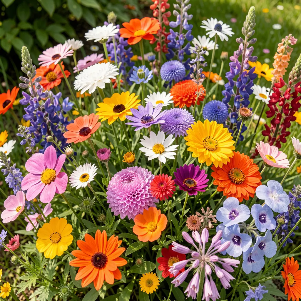 Selection of seasonal British flowers